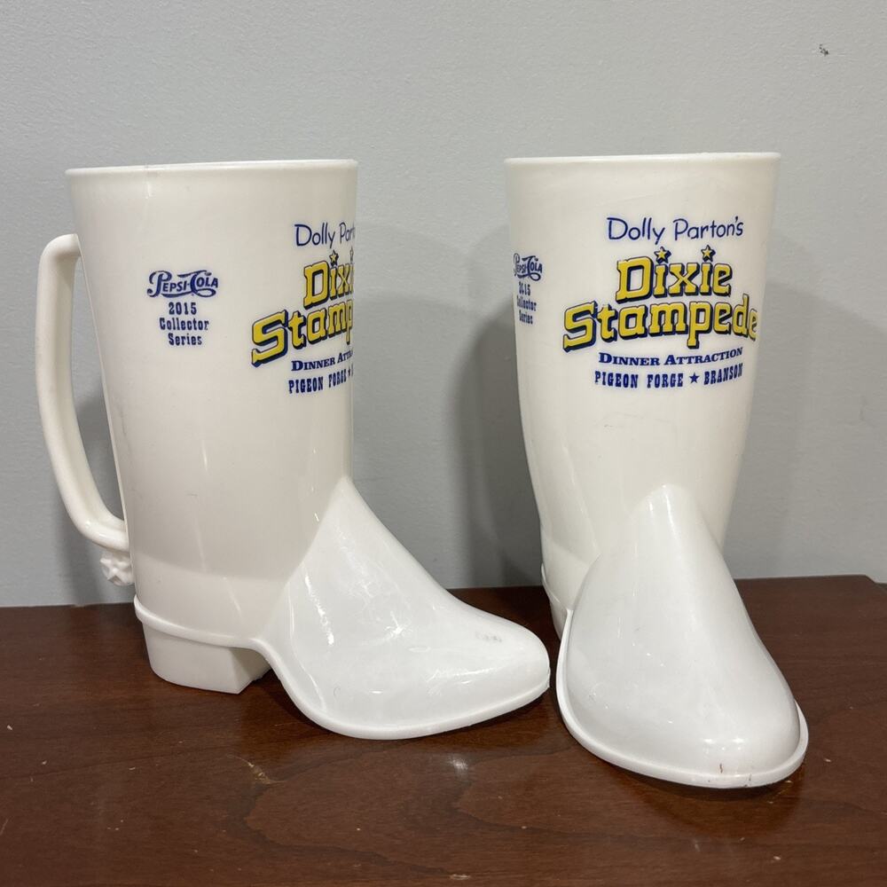 2 Dolly Parton's Stampede Boot Cups - Pepsi Cola 2015 Collector Series
